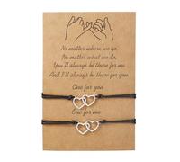 Aieino 2pcs Pinky Promise Bracelets, Adjustable Handmade String Rope Relationship Couple Distance Friendship Mother Daughter Matching Bracelet for Women Men Teens Birthday Valentines Day Gift(Heart)