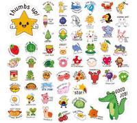 Aieino 300pcs Reward Stickers for Children - Funny Sticker Badges with 60 Pun Designs Well Done Animal Star Teacher Labels for School, Classroom, Kids, Students Motivational Supplies