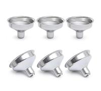 Aieino 6pcs Small Funnels for Filling Bottles Hip Flask 304 Stainless Steel | Mini Funnel, 3.7cm Wide Mouth, for Perfume Atomiser Filling, Spice Dispensing, Metal Funnel Set for Home Kitchen Travel