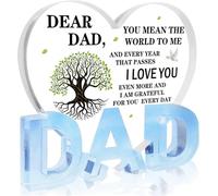 Aieino Men Present Heart-shaped Engraved Acrylic Plaques Tree Warm Words for Daddy Stepdad Father in Law Fathers Day Birthday Valentines Day Christmas from Son Daughter