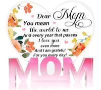 Aieino Mothers Day Gifts for Mum, Women Present Heart-shaped Engraved Acrylic Plaques Flowers Warm Words for Mom Stepmum Mother in Law Mothers Day Birthday Valentines Day Christmas from Son Daughter
