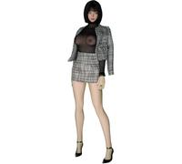 AIEK 1/6 Scale Figure, Super Flexible, Seamless, Hunting, Magic Kai, Breasts, Body Makeup, 2 Hole Details, Cowboy Girls, Long Thighs, Compatible with TBLeague Black Short Hair, Young Wife