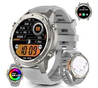 AIEK Smart Watch with GPS, 50M Waterproof Answer/Make Call, Rugged Fitness Tracker Sport Watch Heart Rate 1.43" AMOLED Screen, 170+ Sports Modes, 500mAh Compatible for Android iOS (Silver)