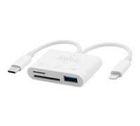 Aieloar SD Card Reader for iPhone, USB-C & Lightning Adapter with USB Port for Micro SD/SD, Compatible with iPhone, iPad, Macbook,Camera