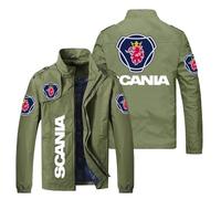 Aienviaoe Men's light jacket Sc.an.ia, Men's stand collar casual slim fit lightweight jacket, Multi pocket durable jacket with casual fold collar, Outwork(Green,XL)