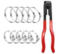 Aienxn CV Boot Clamp Plier with 10PCS 304 Stainless Steel Crimp Bands, 5PCS Small and 5PCS Large Universal Adjustable Drive Shaft Drive Shaft Joint Boot Crimp Clamps for Most Cars