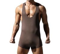 AIEOE Athletic Jumpsuit Men's Stretchy Gym Bodysuit Wrestling Singlet One-Piece Sleeveless Boxers Leotard Fitness Bodysuit Wrestling Sport Jumpsuit Underwear