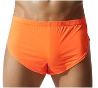 AIEOE Boxers Briefs Mens Sleep Bottoms Side Split Lounge Shorts Low Rise Pajama Shorts S Orange