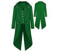 AIEOE - Boy Steampunk Coat Child Medieval Gothic Frock Coat Renaissance Victorian Pirate Viking Costume for Carnival Partit Cosplay Long Sleeves Vintage Boy Jacket - Child, Green, 145