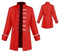 AIEOE - Boy Steampunk Coat Child Medieval Gothic Frock Coat Renaissance Victorian Pirate Viking Costume for Carnival Partit Cosplay Long Sleeves Vintage Boy Jacket - Child, red, 135 cm