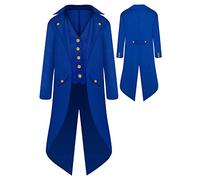 AIEOE - Boy Steampunk Coat Child Medieval Gothic Frock Coat Renaissance Victorian Pirate Viking Costume for Carnival Partit Cosplay Long Sleeves Vintage Boy Jacket - Child, blue-1, 135 cm