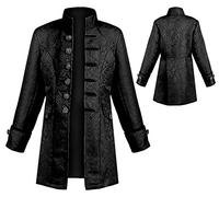 AIEOE - Boy Steampunk Coat Child Medieval Gothic Frock Coat Renaissance Victorian Pirate Viking Costume for Carnival Partit Cosplay Long Sleeves Vintage Boy Jacket - Child, black, 155