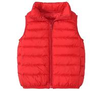 AIEOE Boys Girls’ Light Weight Turtleneck Down Vest, Kids Lightweight Sleeveless Jacket Kids Waistcoat Outerwear Gilet with Zip Red Tag150=11-12 Years