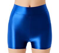 AIEOE Ladies Shiny Shorts Metallic Sexy Boyshorts Dancing Lycra Shorts S Blue