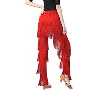 AIEOE Latin Dance Pants with Tappa Elasticized Hot Sexy Women's Dance Pants for Professional Practice Size M Red