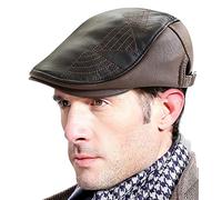 AIEOE Leather Visor Cap Golfers Visor Cap Duckbill Club Cap Cabbie Sport Flat Cap