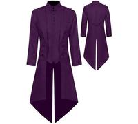 AIEOE Men Day of the Dead Costumes Ren Faire Dress Robe de Bal Finissante Regency Dress Cosplay Purple Large