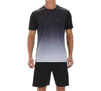 AIEOE Men's 2-Piece Summer Suit Thin Ice Silk Tracksuit Quick-Drying Sports Top Shorts with Pocket Sweatshirt EU M