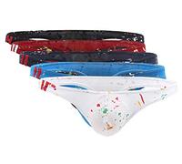 AIEOE Men's Cotton Sexy G-Strings Low Waist Strings Printed Underwear Five Colors Pack of 5 Size XL
