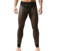 AIEOE Men's Drawstring Bottoms Low Rise Muscle Fit Long Pants Transparent Lounge Trousers Mesh Underwear Fishnet Legging Pants See Through Mesh Leggings Bottoms Black