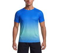 AIEOE Men's Functional Shirt Short Sleeve Ultra-Light Sports Top Quick-Drying Gradient Sports T-Shirt for Fitness Hiking EU S