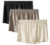 AIEOE Men's Ice Silk Boxer Briefs 3-Pack Satin Underwear Elastic Waistband Boxer Briefs Panties EU M