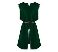 AIEOE Men's Medieval Renaissance Robes Shirt Vintage Viking Warrior Sleeveless Robe Corset Stage With Belt Green XL