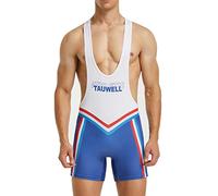 AIEOE Men's Ringer Jersey Wrestling Singlet Jersey Sport Jumpsuit Jockstrap Leotard Athletic Supporters Weightlifting Jock Bodysuit One Piece Sleeveless