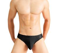 AIEOE Men's T Back Seamless Brief Thong Low Rise Breathable Underwear Stretchy Bulge Pouch Bikini Panties Black