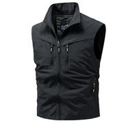 AIEOE Outerwear Gilet for Men Multi Pockets Sleeveless Jacket Stand Collar Fisherman Vest Zip Up Camping Waistcoat