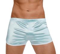 AIEOE Pyjamas Bottoms Satin Mens Underwear Boxer Shorts Sleeping Shorts L Light Blue