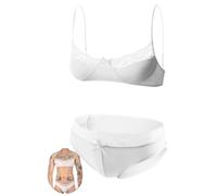 AIEOE Sissy Bikini Set for Men Lace Lingerie Crossdresser Two Pcs Sissy Outfit Sheer Spaghetti Straps Bra and Brief for Gay White