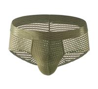 AIEOE Underwear Men Breathable Briefs Sexy Mesh Knickers Low Waist Underpants Briefs Thong Strings XL LIight army green