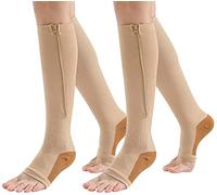 AIEOE Unisex Compression Socks Zipper Mid-Calf Length Sock Open Toe Support Varicose Veins Sock