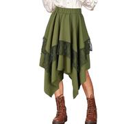 AIEOE Women for A Line Tie Waist Swing Skirt Ruffle Vintage Frill and Ruffle Detail Midi Skirt Everyday Style Green XL