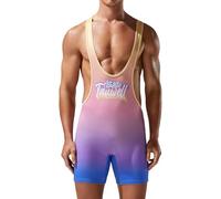AIEOE Wrestling Singlet Men's Gradient Fitness Leotard Sleeveless Wrestling Bodysuit Athletic Wrestling Singlet Sport Singlet One Piece Athletic Supporters