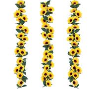 Aieraczy 3 Pcs Sunflower Garland, Artificial Sunflowers Garland, Sunflowers Artificial Flowers, Garden Fence Decorations, Fake Flower Garlands for Outside Balcony Party Wedding Wall Decoration