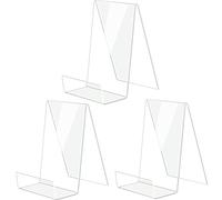 Aieraczy Acrylic Book Stands for Display, 3 Pieces Sign Holder Stand Transparent, Perspex Brochure Holder Stand, Clear Book Holders for Phones, Menu Poster, Home Coffee Shop Bookstore