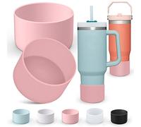 AIERSA 2Pcs Silicone Boot Sleeve for Stanley Quencher 40 oz 30 oz Tumbler with Handle & for IceFlow 20oz 30oz, Protective Water Bottle Cup Bottom Bumper Cover for Stanley Tumbler Accessories, Pink