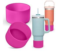 AIERSA 2Pcs Silicone Boot Sleeve for Stanley Quencher 40 oz 30 oz Tumbler with Handle & for IceFlow 20oz 30oz, Protective Water Bottle Cup Bottom Bumper Cover for Stanley Tumbler Accessories,Dark Pink
