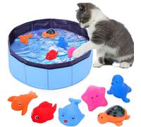 AIERSA Cat Pool with 6Pcs Swimming Fish Toy, Funny Interactive Cat Water Toys for Bored Indoor Cats to Self Play