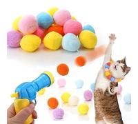 AIERSA Cat Toy Ball Launcher Gun,Cat Fetch Toy Gun Shooter, Plush Ball Shooting Gun with 20Pcs Pom Pom Balls, Toys Interactive for Indoor Cats