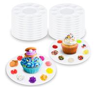 AIERSA Cupcake Decorating Plates for Kid Party, Kids' Cupcake Holder Decorating Tray with 10 Wells for Dessert Sprinkles, Birthday Party Supplies (Set of 20)