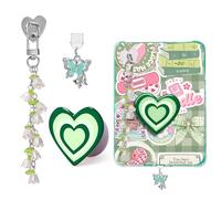 AIERSA Cute Charms Set for Kindle,Included Dust Plug Charm Type C/USB C,Heart Grip Holder,Flower Keychain with Hook for Kindle Accessories,Compatible with Kindle Paperwhite 11th 12th Generation-Green