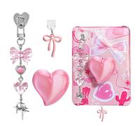 AIERSA Cute Charms Set for Kindle,Including Dust Plug Charm Type C/USB C,Heart Grip Holder,Bling Keychains with Hook for Kindle Accessories,Compatible for Kindle Paperwhite 11th 12th Generation-Pink