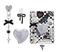 AIERSA Cute Charms Set for Kindle,Including Dust Plug Charm Type C/USB C,Heart Grip Holder,Bling Keychains with Hook for Kindle Accessories,Compatible for Kindle Paperwhite 11th 12th Generation-Black