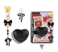 AIERSA Cute Charms Set for Kindle,Including Dust Plug Charm Type C/USB C,Heart Grip Holder, Keychains with Hook for Kindle Accessories,Compatible for Kindle Paperwhite 11th 12th Generation- Black