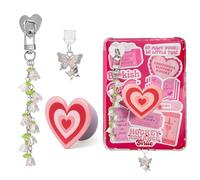 AIERSA Cute Charms Set for Kindle,Including Dust Plug Charm Type C/USB C,Pink Heart Grip Holder,Flower Keychains with Hook for Kindle Accessories,Compatible for Kindle Paperwhite 11th 12th Generation