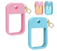 AIERSA Hand Sanitizer Spray Case Compatible with Touchland, Silicone Hand Sanitizer Case Holder with Keychain for Touch Land Mist Case 1FL. OZ Pink+Blue