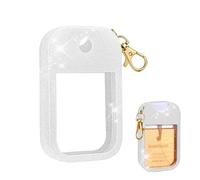 AIERSA Hand Sanitizer Spray Glitter Case Compatible with Touchland, Silicone Hand Sanitizer Case Holder with Keychain for Touch Land Mist 1FL. OZ (Glitter Sequin White)